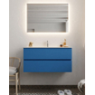 Mondiaz VICA ensemble de meuble de salle de bain - 100cm - meuble sous-vasque jeans - 2 tiroirs - lavabo denia milieu - 1 trou de robinet - miroir LED - version XL 60cm de haut SW1098199