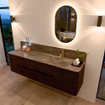 Mondiaz CIRO-DLUX Badkamermeubelset - 180x45x50cm - Solid surface wastafel Oza - 1 wasbak Rechts - 1 kraangat - 4 lades - Walnut SW1530646