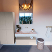 Mondiaz ALAN-DLUX Ensemble de meuble - 100cm - meuble Linen mat - 1 tiroir - Lavabo Cloud Opalo suspendu - vasque Centre - 0 trous de robinet SW806477