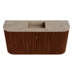Mondiaz JOYA-DLUX 83.2cm meuble de salle de bains - arrondis gauche et droite couleur Ruby - Vasque FAYE position Milieu Sans trou de robinet couleur Arena. SW1425313