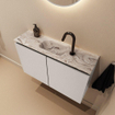 MONDIAZ TURE-DLUX Meuble de toilettes 80cm Linen. Lavabo EDEN Glace position milieu. Avec 1 trou de robinet. SW1103341
