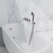 Fortifura Nebbio Badcombinatie-set - thermostaatkraan - wandaansluitbocht met handdouchehouder - metalen doucheslang - ronde handdouche - badvulcombinatie - chroom SW1238015