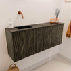 Mondiaz JOYA-DLUX 100cm toiletmeubel - kleur Shadow - Wastafel FAYE positie Links Zonder kraangat kleur Lava. SW1422840