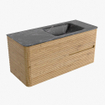 Mondiaz CIRO-DLUX Ensemble de meubles de salle de bains - 110x45x50cm - Vasque solid surface Lava - 1 vasque à droite - sans trous de robinet - 2 tiroirs - Chêne SW1531080