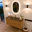 Mondiaz CIRO-DLUX Badkamermeubelset - 120x45x50cm - Solid surface wastafel Lava - 1 wasbak Midden - 1 kraangat - 2 lades - Oak SW1531081