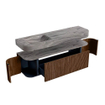 MONDIAZ THOR-DLUX 160cm badmeubel ronding links + rechts kleur Walnut met 1 lade en 2 deuren. Vrijhangende wastafel CLOUD Links 1 kraangat kleur Sombra. SW1465374