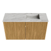 Mondiaz JOYA-DLUX 70cm toiletmeubel - kleur Oak - Wastafel FAYE positie Rechts 1 kraangat kleur Glace. SW1421969