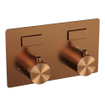 BRAUER Copper Edition thermostatische inbouw badkraan - drukknoppen SET 03 - badvulcombinatie - staaf handdouche - doucheslang - wandaansluitbocht - koper geborsteld PVD SW925589