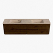 Mondiaz CIRO-DLUX Badkamermeubelset - 190x45x50cm - Solid surface wastafel Arena - 2 wasbak Dubbel - 2 kraangaten - 4 lades - Walnut SW1530451