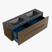 Mondiaz CIRO-DLUX Ensemble de meubles de salle de bains - 150x45x50cm - lavabo Solid surface Lava - 2 bassins double - sans trous de robinet - 4 tiroirs - Dusk SW1533052