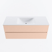 MONDIAZ VICA Ensemble meuble de salle de bains - 120cm - meuble bas rosee - 2 tiroirs - lavabo cloud centré - sans trous de robinet - version haute 60cm - talc SW1083322