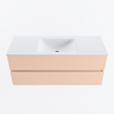 MONDIAZ VICA Ensemble meuble de salle de bains - 120cm - meuble bas rosee - 2 tiroirs - lavabo cloud centré - sans trous de robinet - version haute 60cm - talc SW1083322