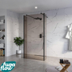 FugaFlow Eccelente Vetro Douche à l'italienne - 100x200cm - verre fumé - anticalcaire - verre de sécurité 8mm - 2 parois latérales 30cm - avec bras muraux et profilés d'angle - Noir mat SW1125374