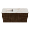 Mondiaz JOYA-DLUX 80cm toiletmeubel - kleur Walnut - Wastafel FAYE positie Links 1 kraangat kleur Frappe. SW1422302