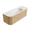 MONDIAZ KURVE-DLUX 130cm Meuble salle de bain avec module 25 G et D - couleur Oak - 1 tiroir - 2 portes - vasque BIG SMALL centre - 1 trou de robinet - couleur Ostra SW1137763