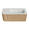 MONDIAZ KURVE-DLUX 105cm Meuble salle de bain avec module 25 G - couleur Oak - 1 tiroir - 1 porte - vasque BIG SMALL droite - 1 trou de robinet - couleur Opalo SW1137536