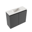 MONDIAZ TURE-DLUX Meuble pour toilettes 60 cm Dark Grey. EDEN lavabo Ostra position milieu. Avec 1 trou de robinet. SW1104784