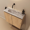 MONDIAZ TURE-DLUX Meuble WC 60cm Washed Oak. Lavabo EDEN Glace position gauche. Sans trou de robinet. SW1103623