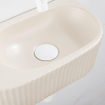 QeramiQ Fuente Fonteinset - 40x21.5x12cm - geribbeld - halfrond - zonder kraangat - keramiek - fonteinkraan wit mat - afvoerplug - verlaagd sifon - beige SW1233097