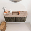 Mondiaz JOYA-DLUX 83.2cm toiletmeubel - ronding links en rechts kleur Shadow - Wastafel FAYE positie Midden 1 kraangat kleur Arena. SW1424856