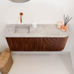 Mondiaz JOYA-DLUX Meuble de salle de bains 91,6cm - arrondi droite couleur Ruby - Vasque FAYE position Gauche Sans trou de robinet couleur Glace SW1423592