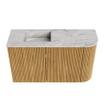 Mondiaz JOYA-DLUX Meuble de toilette 71,6cm - arrondi droit couleur Chêne - Vasque FAYE position Gauche 1 trou de robinet couleur Glace SW1421991