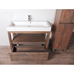 Saniclass Natural Wood Meuble avec armoire miroir 100cm Grey Oak avec vasque en pierre naturelle Grey stone sans trou pour robinetterie SW8017