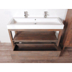 Saniclass Natural Wood Meuble salle de bain avec miroir 120cm Grey Oak avec vasque Blanc SW8037