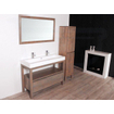 Saniclass Natural Wood Meuble salle de bain avec miroir 120cm Grey Oak avec vasque Blanc SW8037