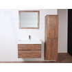 BRAUER Natural Wood Meuble avec miroir 80cm suspendu Grey Oak avec vasque Blanc 1 trou pour robinetterie SW2736