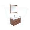 BRAUER Natural Wood Meuble avec miroir 80cm suspendu Grey Oak avec vasque Blanc 1 trou pour robinetterie SW2736