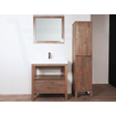 BRAUER Natural Wood Meuble avec armoire miroir 80cm Grey Oak avec vasque Blanche 1trou pour robinetterie SW8052