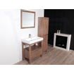 BRAUER Natural Wood Meuble avec armoire miroir 80cm Grey Oak avec vasque Blanche 1trou pour robinetterie SW8052