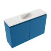 MONDIAZ TURE-DLUX Meuble toilette - 80cm - Jeans - EDEN - vasque Ostra - position centrale - sans trou de robinet SW1104876