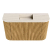 Mondiaz JOYA-DLUX 73.2cm toiletmeubel - ronding links en rechts kleur Oak - Wastafel FAYE positie Midden Zonder kraangat kleur Meli. SW1423971