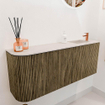 Mondiaz JOYA-DLUX Meuble de toilette 101,6 cm - arrondi gauche couleur Dusk - Vasque FAYE position Droite 1 trou de robinet couleur Meli. SW1425857