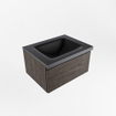 Mondiaz BUKLA Ensemble de meuble - 60x45x34cm - 1 trou de robinet - lavabo centré - solid surface - Urban - sans poignée - 1 tiroir - Mélamine - Marron foncé SW704917