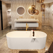 MONDIAZ NOBLE vrijstaand bad - 180x75cm - solid surface - mat linen / talc (beige / wit) SW491431
