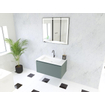 HR badmeubelen Matrix 3D Ensemble meuble de salle de bains 80cm 1 tiroir sans poignée avec profil de prise en couleur Petrol mat avec lavabo thin 1 trou de robinet blanc mat SW857040