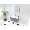 HR Matrix ensemble de meubles de salle de bain 3d 80cm 1 tiroir sans poignée avec bandeau de poignée couleur pétrole mat avec lavabo mince 1 trou de robinetterie blanc mat SW857040