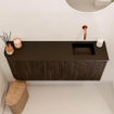 Mondiaz JOYA 101.6cm meuble de salle de bains - arrondi gauche couleur Walnut - Vasque FAYE position Droite Sans trou de robinet couleur Urban. SW1421404
