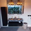 Mondiaz ALAN-DLUX Ensemble de meuble - 120cm - meuble Urban mat - 1 tiroir - Lavabo Cloud Lava suspendu - vasque Gauche et droite - 2 trous de robinet SW808023