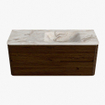 Mondiaz CIRO-DLUX Ensemble de meubles de salle de bains - 120x45x50cm - Vasque en solid surface Frappe - 1 lavabo à droite - 1 trou de robinet - 2 tiroirs - Noyer SW1530285