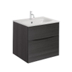 Crosswater Glide II Ensemble de meuble - 50x45x52cm - 2 tiroirs - sans poignées - Steelwood - 1 trou de robinet - lavabo blanc SW877007