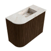 Mondiaz JOYA-DLUX Meuble de salle de bains 51,6cm - arrondi gauche couleur Walnut - Vasque FAYE position Droite Sans trou de robinet couleur Frappe SW1422320