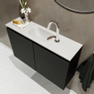 MONDIAZ TURE Kit lave-mains - 80x23x50cm - 1 trou de robinet - 2 portes - urban mat - Lavabo central - Solid Surface Blanc SW474900