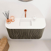 Mondiaz JOYA 73.2cm toiletmeubel - ronding links en rechts kleur Shadow - Wastafel FAYE positie Midden Zonder kraangat kleur Talc. SW1421567