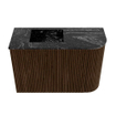 Mondiaz JOYA-DLUX Meuble de salle de bains 61,6cm - arrondi droit couleur Walnut - Vasque FAYE position Gauche Sans trou de robinet couleur Lava SW1422470