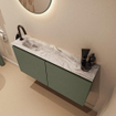 MONDIAZ TURE-DLUX Meuble toilette - 100cm - Army - EDEN - vasque Glace - position gauche - 1 trou de robinet SW1103178