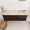 Mondiaz JOYA-DLUX 91.6cm meuble de toilette - arrondi gauche couleur Walnut - Vasque FAYE position Droite 1 trou de robinet couleur Frappe. SW1422358